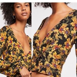 Free People Love Letter Floral printed featured in a lTopV-neckline Size 12